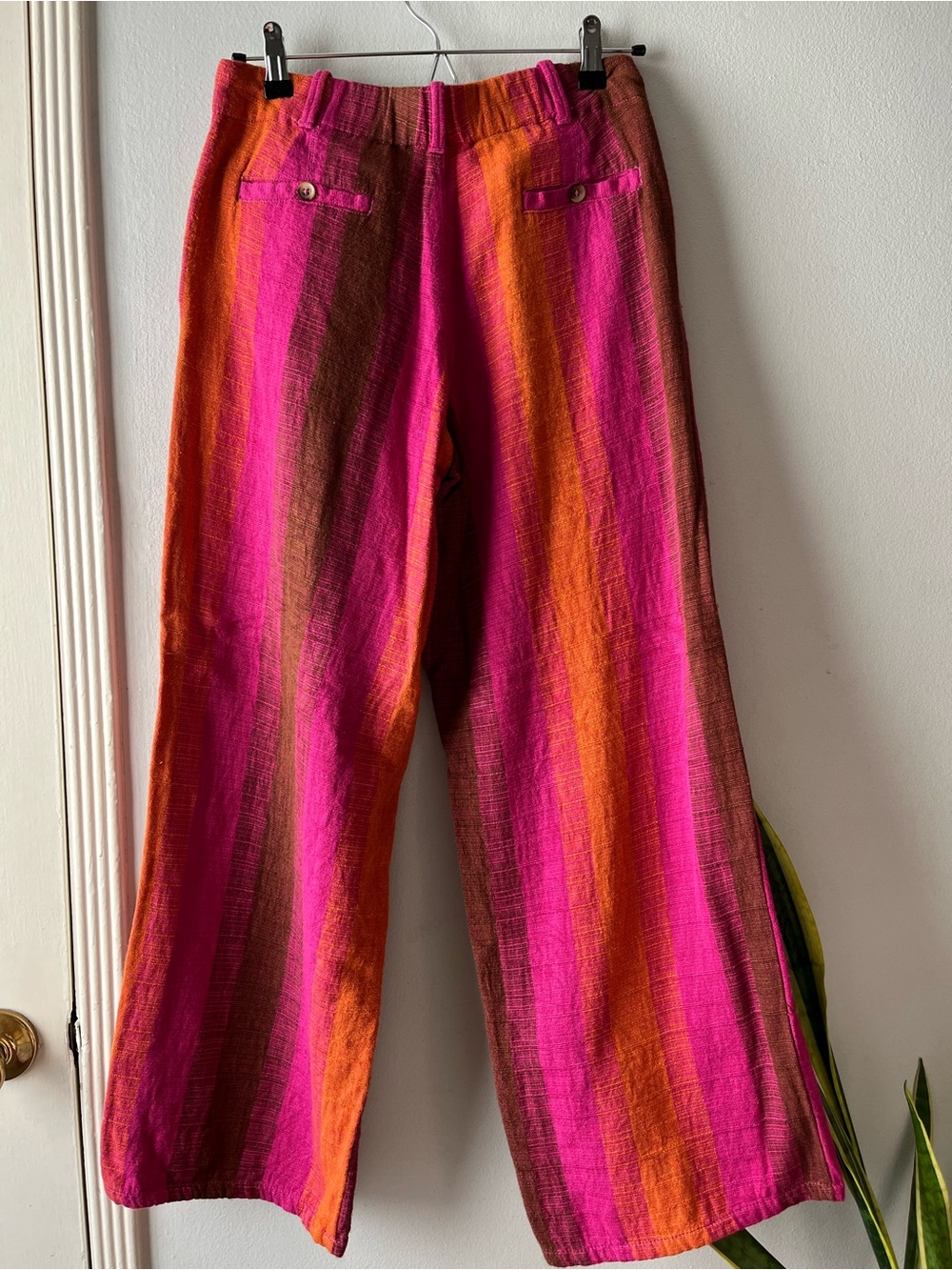 Urban Outfitters• Pink & Orange Low Rise Wide leg Martina Linen Trouser• Sz 0 - Picture 4 of 12
